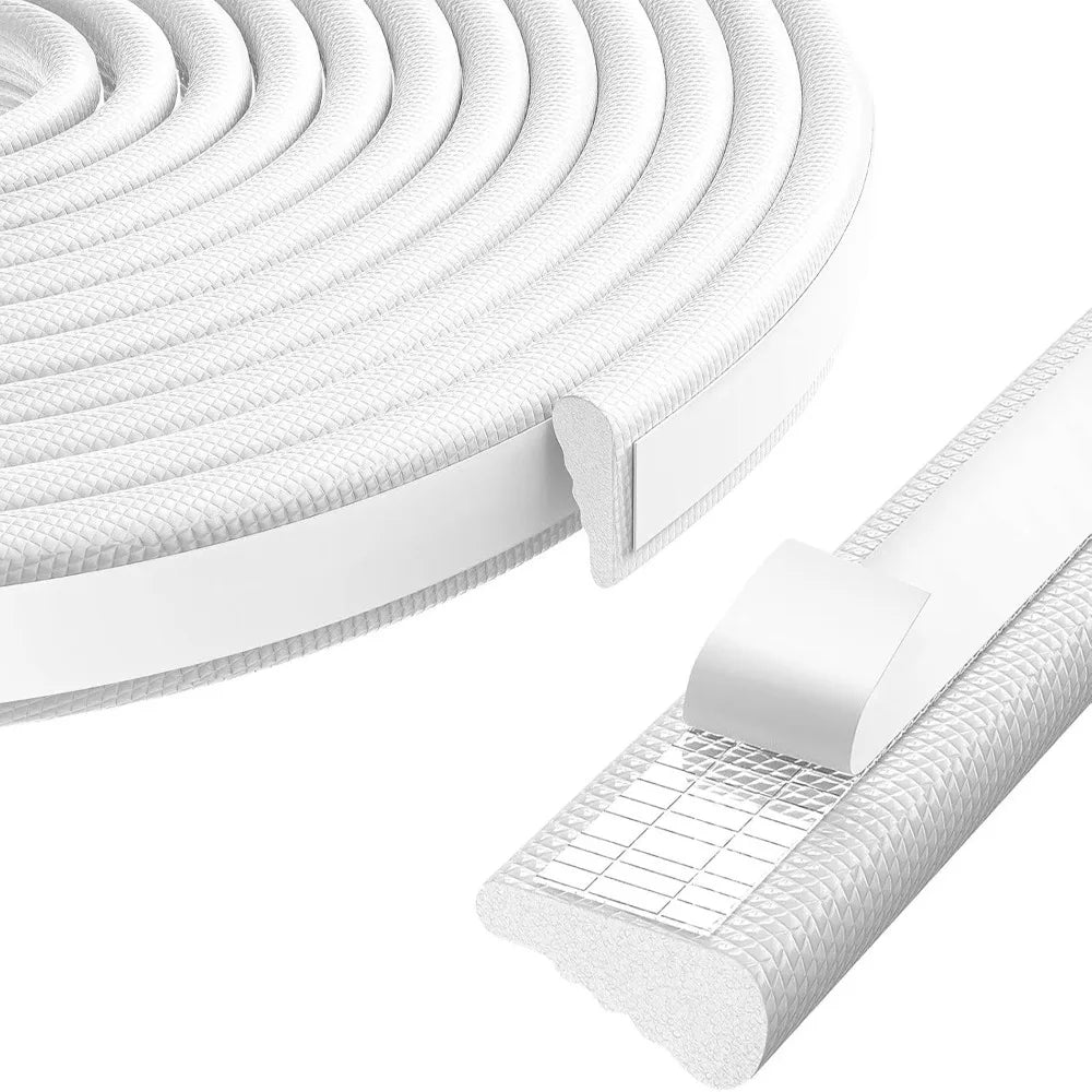 3 Meters Wedge Weather Stripping Self Adhesive Soundproof Door Window Gap Filler Waterproof PU Foam Insulation Tape Drawer Oasis Select White