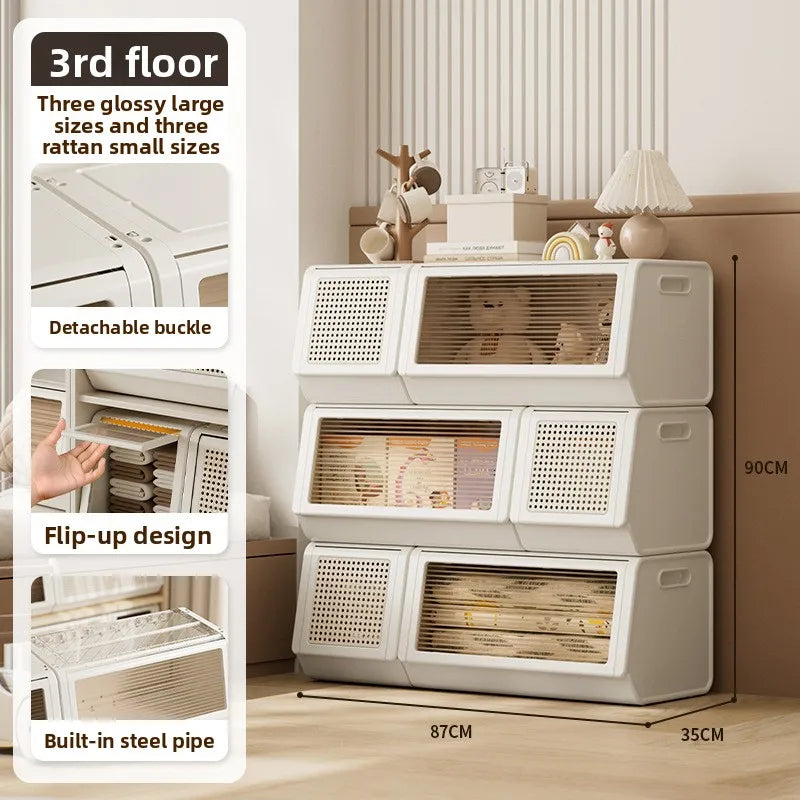 Oblique storage cabinet Children's toy storage rack Living room rack Bedroom finishing locker Multi-layer combination cabinet Oasis Select Pack of 6-A