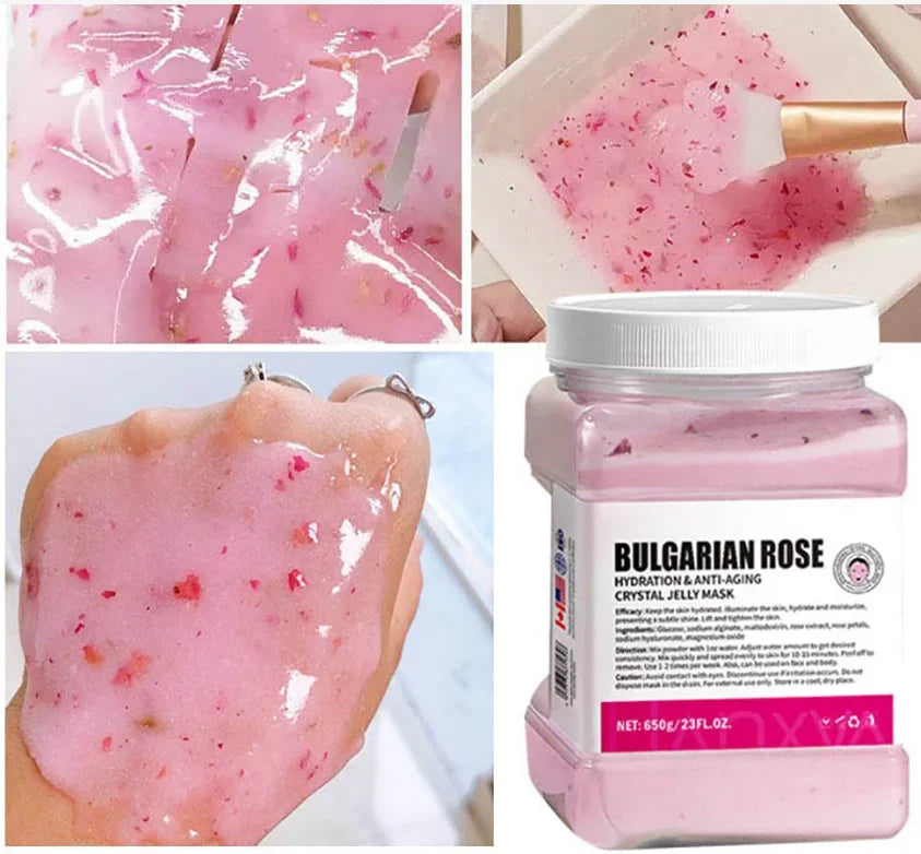 650g Arbutin Rose Jelly Mask Powder DIY Plant Masks Powder Peel Off Vitamin C Hyaluronic Acid Facial Skin Care 24K Gold Mud Mask Oasis Select
