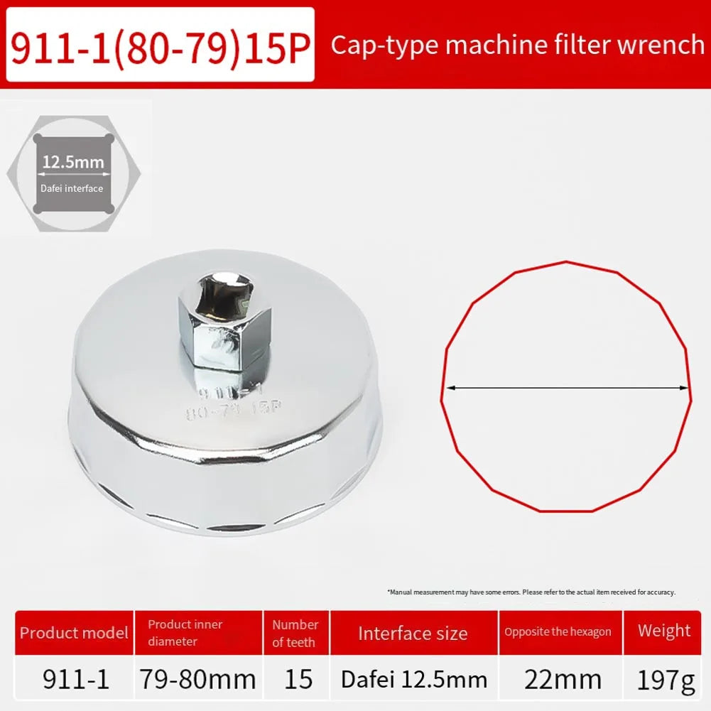64mm-89mm End Cap Machine Filter Removal Tool 1/2inch Square Drive Oil Filter Remove Tool Machine Filter Hand Tool Oasis Select 80-79mm 15P