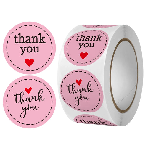 500pcs/1 roll love heart roll stickers, thank you stickers, sticker craft stickers, wedding birthday decoration labels Oasis Select Pink
