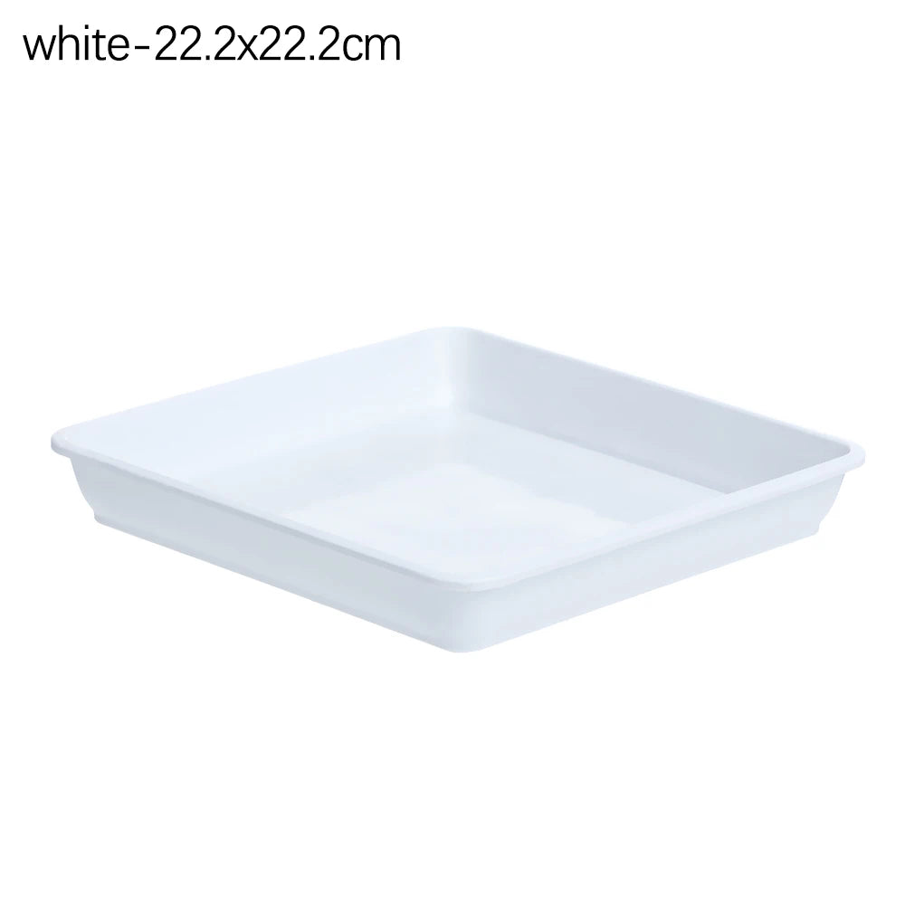 1PC Plastic Heavy Duty Drip Trays Durable Square Plant Saucer Base Flower Pot Indoor Outdoor Garden Supplies Oasis Select white-22.2x22.2cm