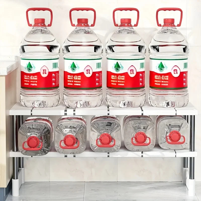 Adjustable Under Sink Storage Rack,Expandable Kitchen & Bathroom Cabinet Organizer, Durable Space-Saving Multi-Layer Pot Holder Oasis Select
