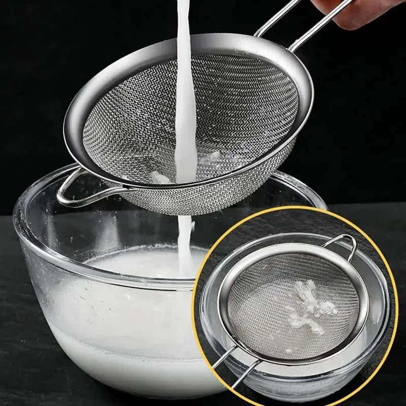Set of 3 Stainless Steel Fine Mesh Strainers | Long Handle Mesh Strainer Set Oasis Select