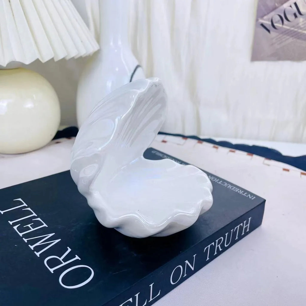 Pearl Shell Night Light – Ceramic Desk Lamp for Bedroom Decor