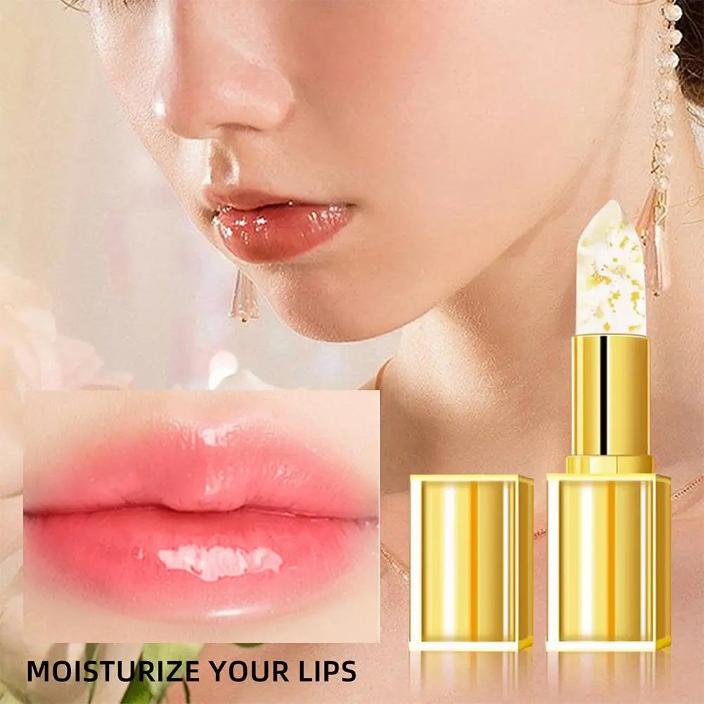Gold Crystal PH Color Changing Lip Balm, Moisturizing High Shine Glossy Lipstick, Waterproof Non Sticky Cup Daily Lip Care Oasis Select