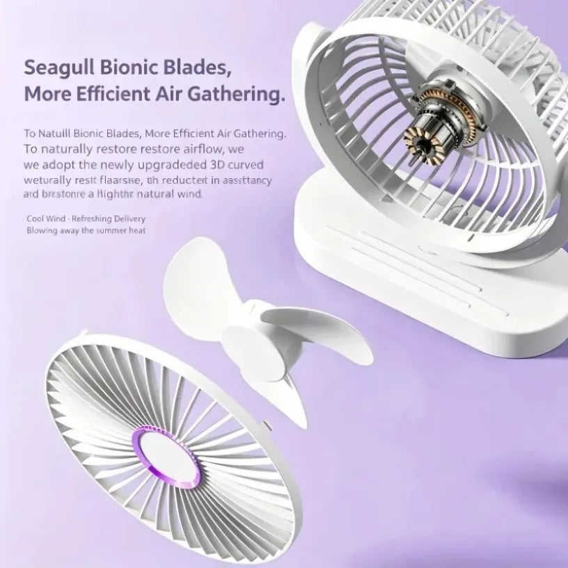 USB Rechargeable Desktop Fan Portable 3 Speed Quiet Mini Air Circulation Brushless Motor Adjustable for Office Home Outdoor Oasis Select