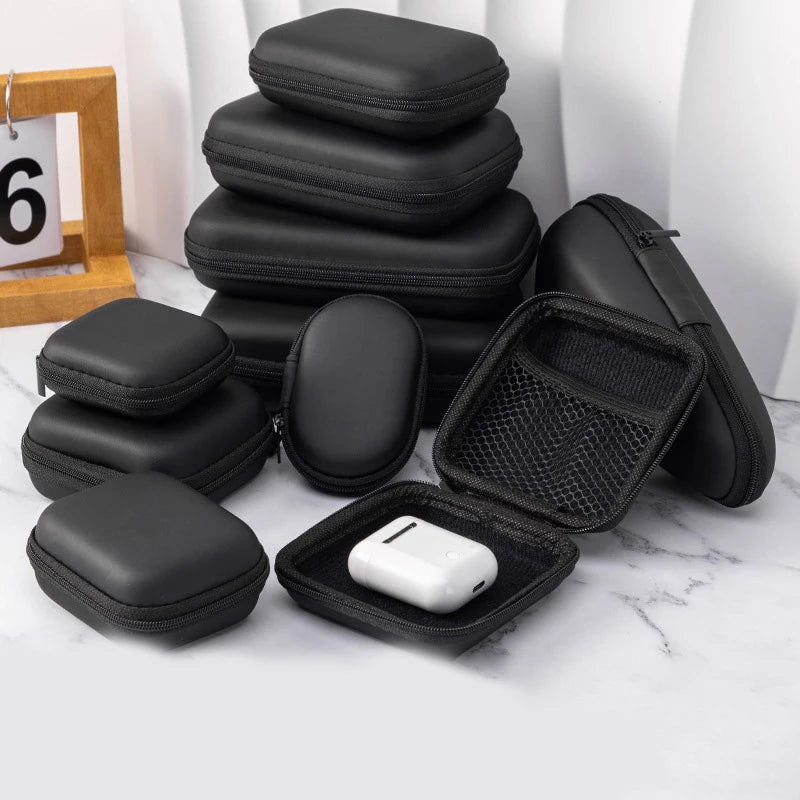 Artificial Leather Earphone Charger Case Data Cable U Disk Organizer Portable Mini 3C Hard Shell Digital Gadgets Storage Bag Oasis Select