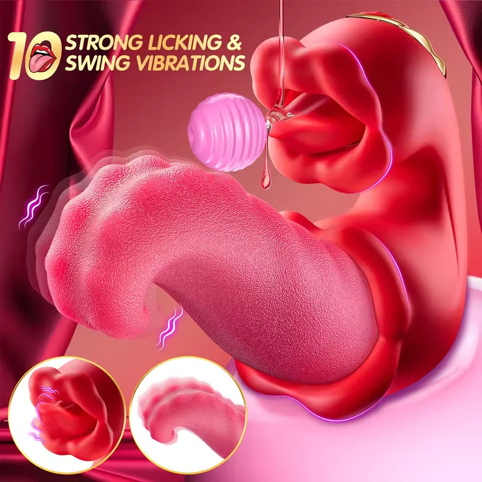 Tongue Licking Vibrator Female Powerful G-Spot Vagina Massager Dildo Thrusting Swing Clitoris Stimulator Women Sex Toy for Adult Oasis Select