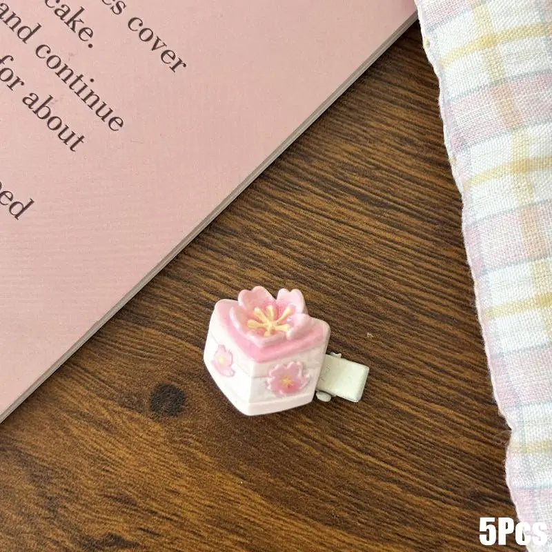 Cherry Blossom Resin Hair Clips Women Girls | 5/6 Pcs Set Resin Hair Clips Oasis Select A3