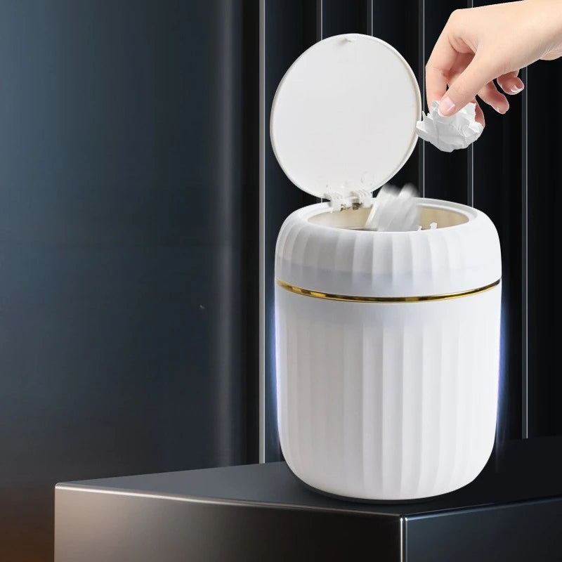 Mini Desktop Trash Can with Lid Garbage Waste Bin Organizer Bedroom Office Desk Storage Box Made Durable Plastic Home Supplies Oasis Select