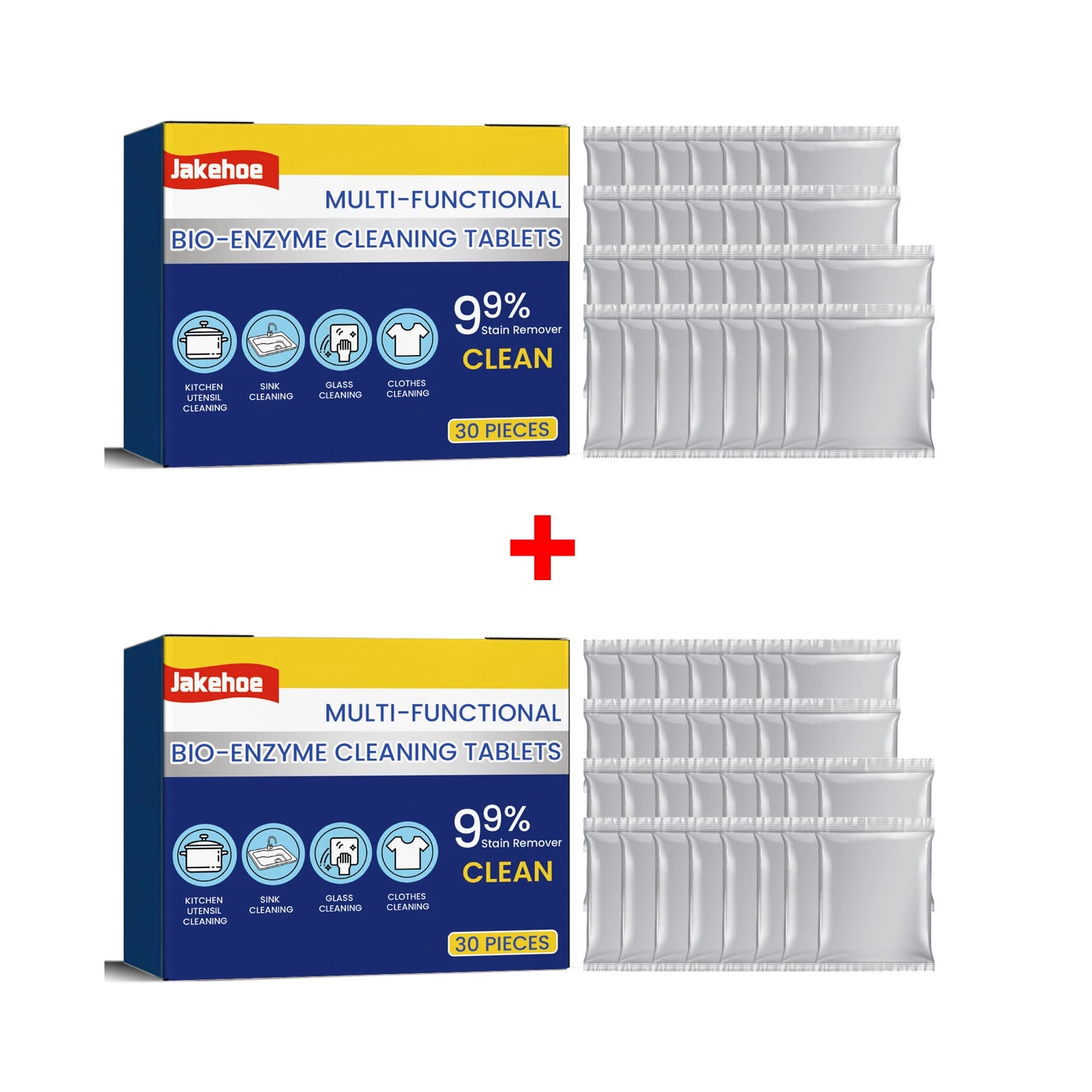 Multi-functional Bio-Enzyme Cleaning Tablets Stainless Steel Rust Removal Break down Heavy Oilprotect Fabric Household Oasis Select 2 X 30pcs boxed