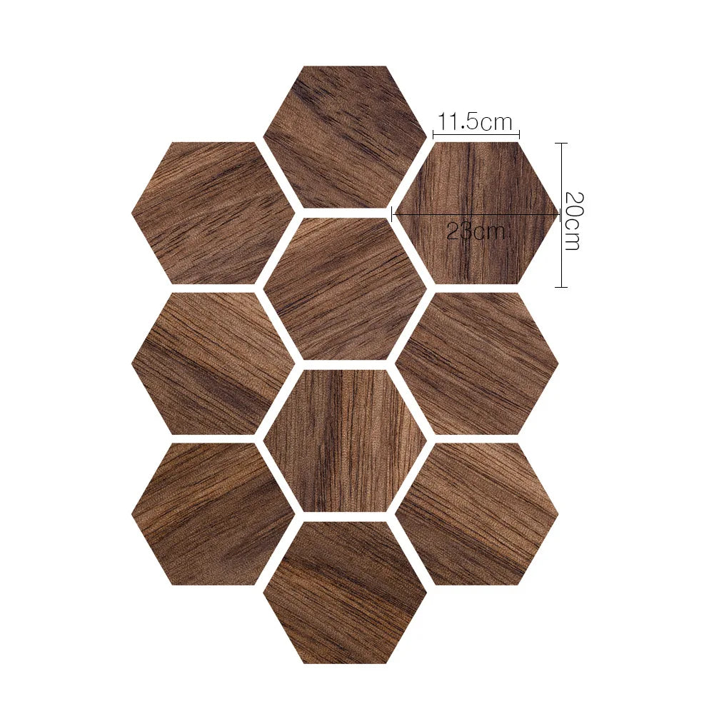 Stereoscopic simulation hexagonal imitation wood grain self-adhesive ceramic tile decorative anti-skid laminated floor tile Oasis Select DB033 10pcs