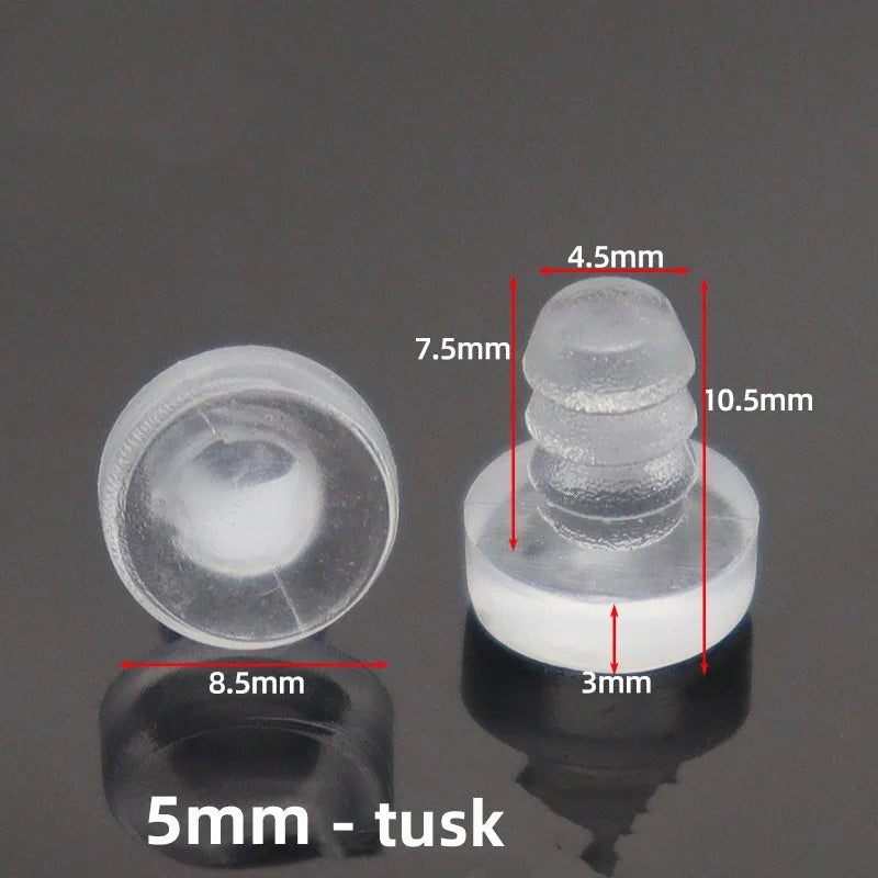 20pcs Transparent Rubber Screws Hole Plugs Anti collision Embedded Cabinet Door Bumpers Anti-slip Foot Pad Furniture Fasteners Oasis Select 5mm-tusk