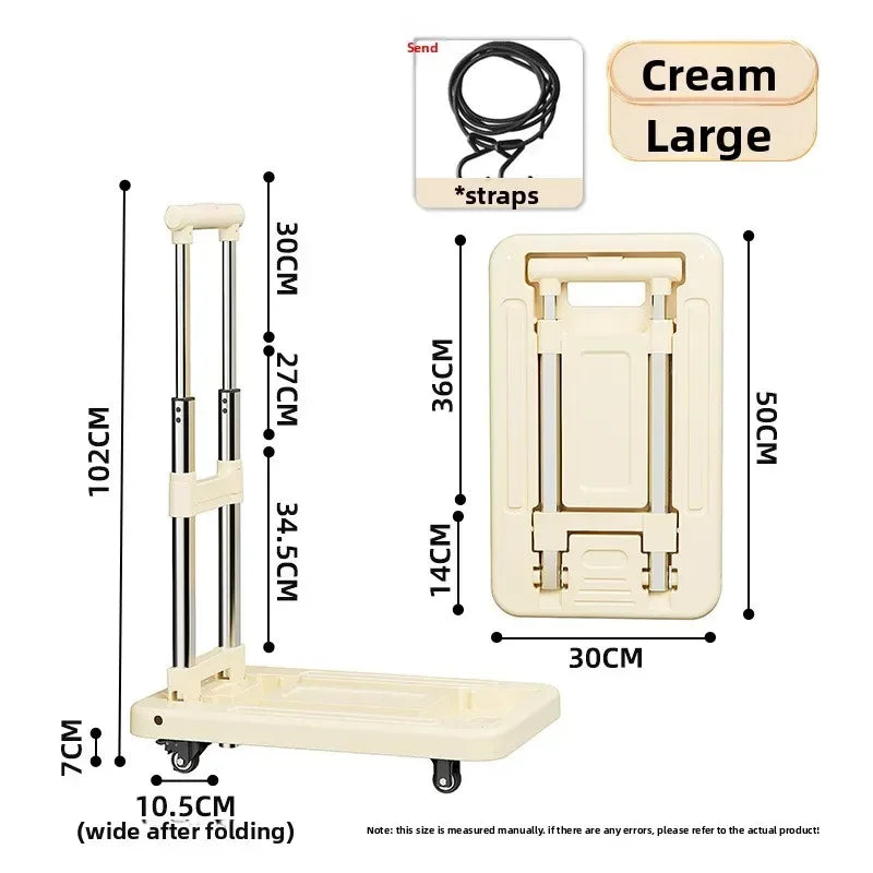 Folding cart Hand-pulled cart Home silent thickened warehouse Supermarket trailer Pull trolley Multifunctional storage cart Oasis Select Large Cream Yellow