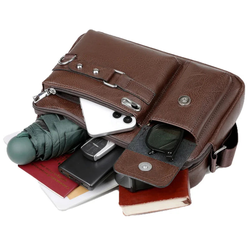 Men's Retro Messenger Bag with Waterproof Design Large Capacity Laptop Briefcase for Office Work Travel and School Oasis Select