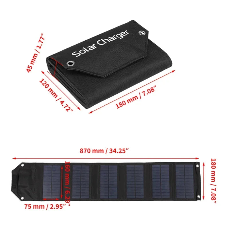 Portable 100W Foldable Solar Panel 5V USB Portable Folding Bag for Cell Phone Outdoor Waterproof Power Bank for Camping Hiking Oasis Select 100W Black