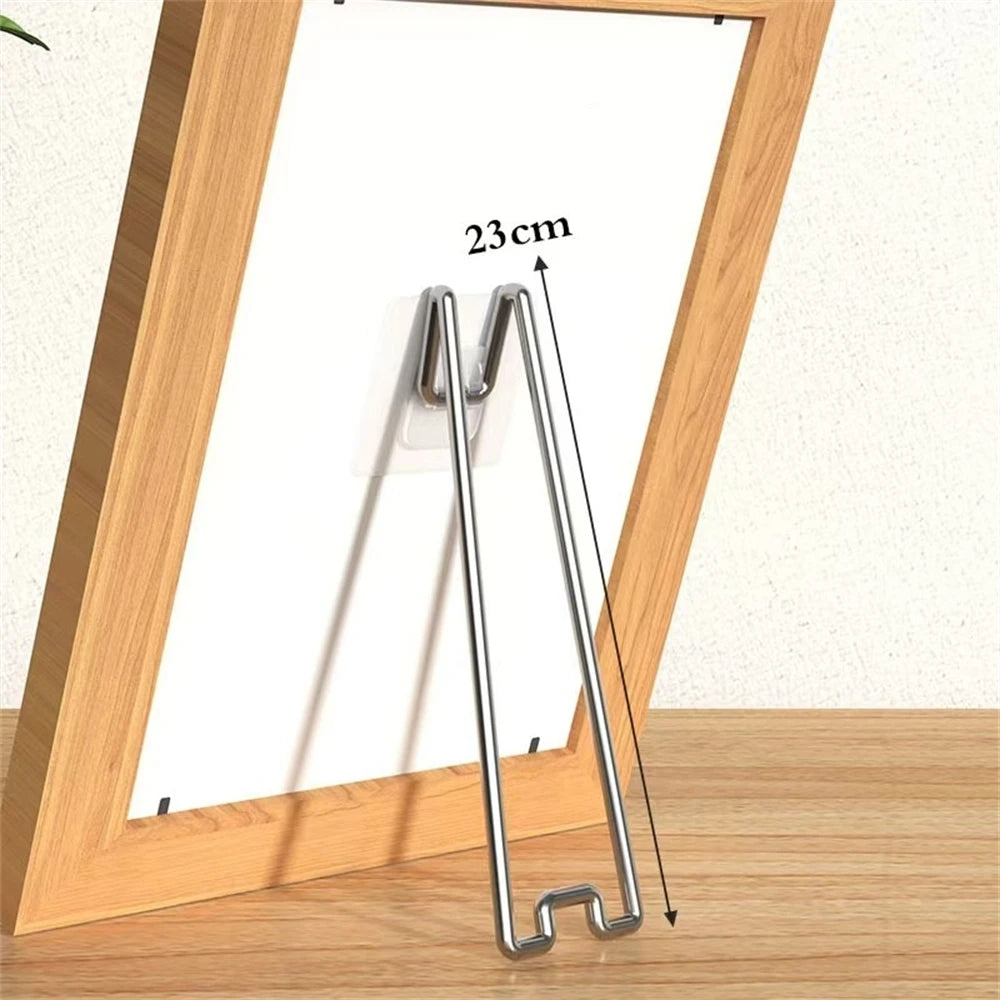 No Drill No Nail Photo Frame Stand Desktop Display Holder For Pictures Albums And Artwork Easy Setup Sturdy Support Only Bracket Oasis Select Silver-L 3-9