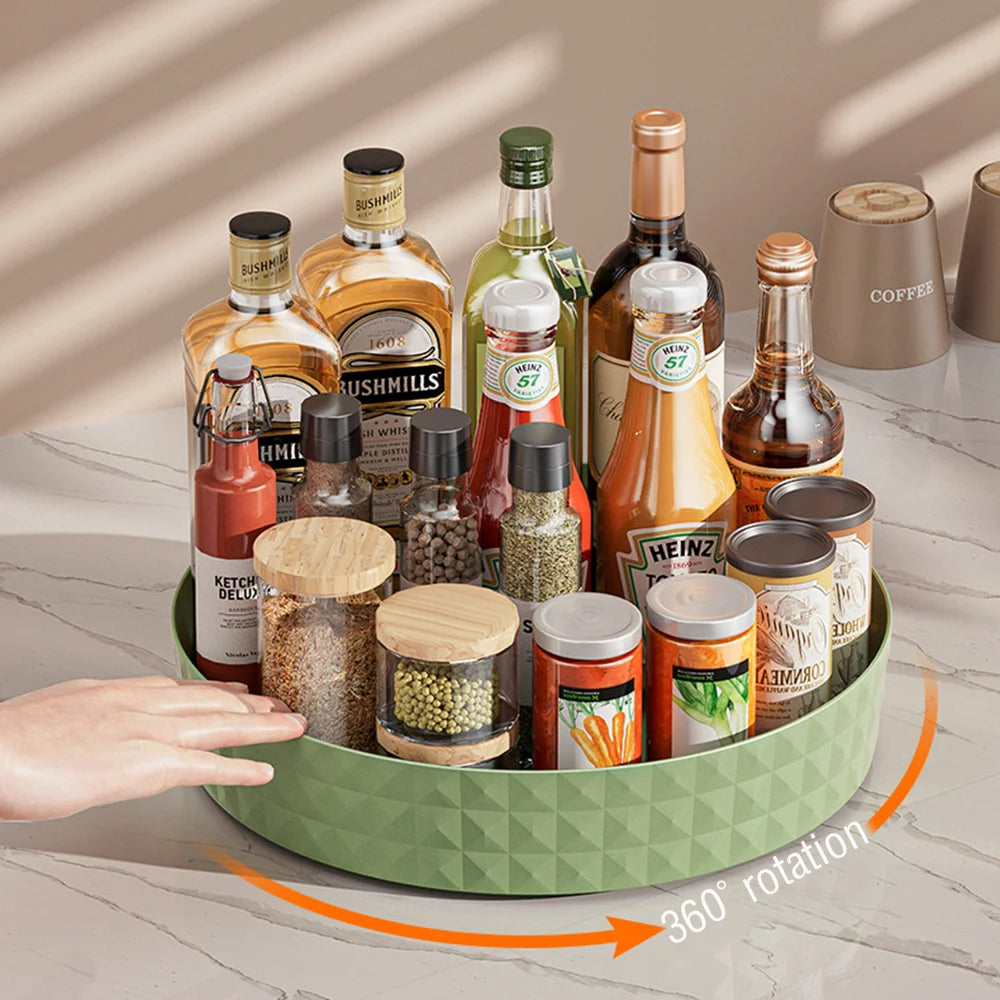 360 Rotating Seasoning Storage Rack Multifunction Pantry Cabinet Turntable for Cosmetics Kitchen Accessories Organizer Tray Oasis Select