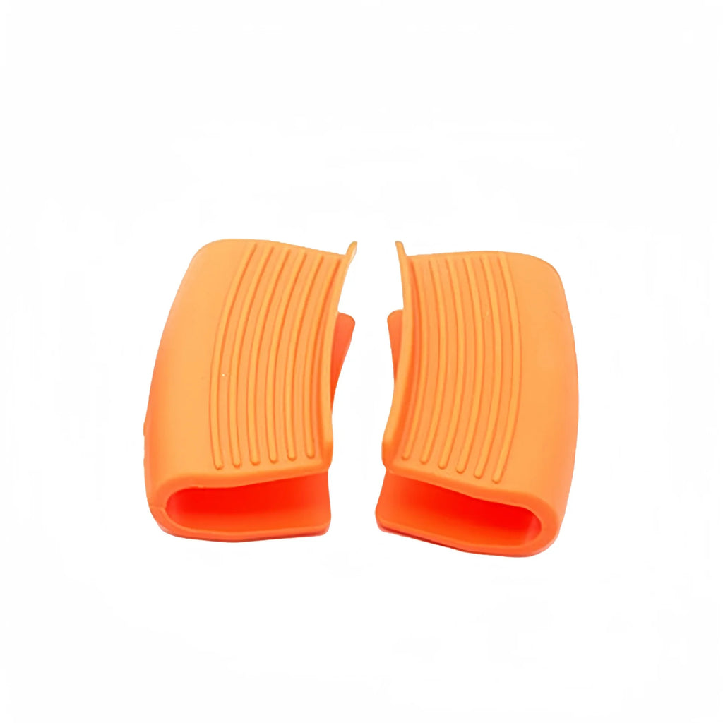 2pcs Pot Handle Silicone Grip Pads Silicone Grey and Off-White Environmentally Friendly Material Heat Insulation and Non-Slip Oasis Select Orange