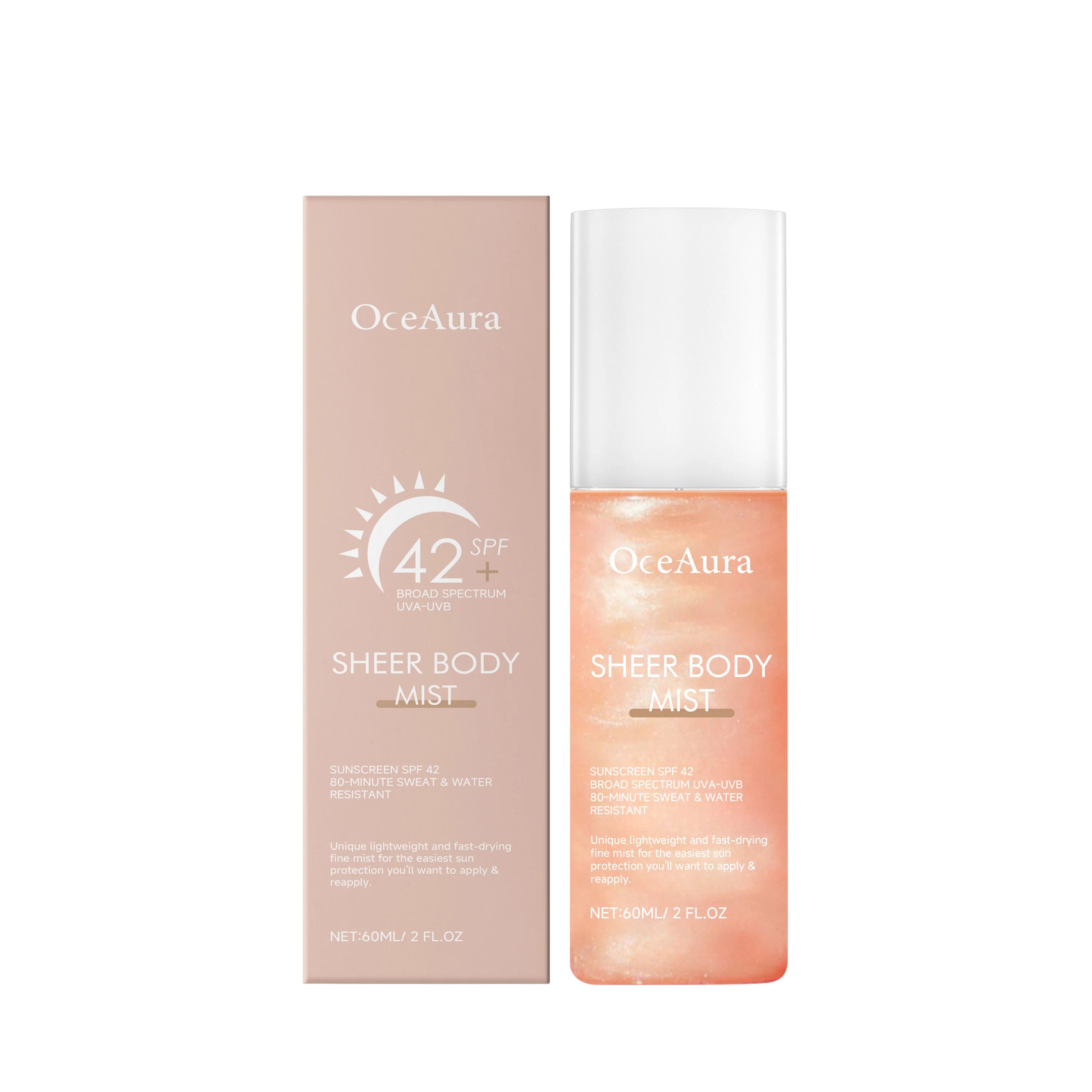 OceAura SPF 42 Sunscreen Spray – UV Protection Body Mist Sunscreen Spray Oasis Select B boxed
