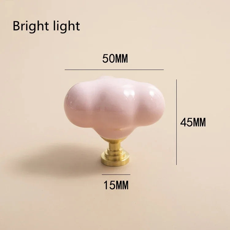 Nordic Children's Room Ceramic Wardrobe Pure Brass Matte Handles Drawer Furniture Cute Cloud Cabinet Door Handle Knobs Oasis Select FLJ