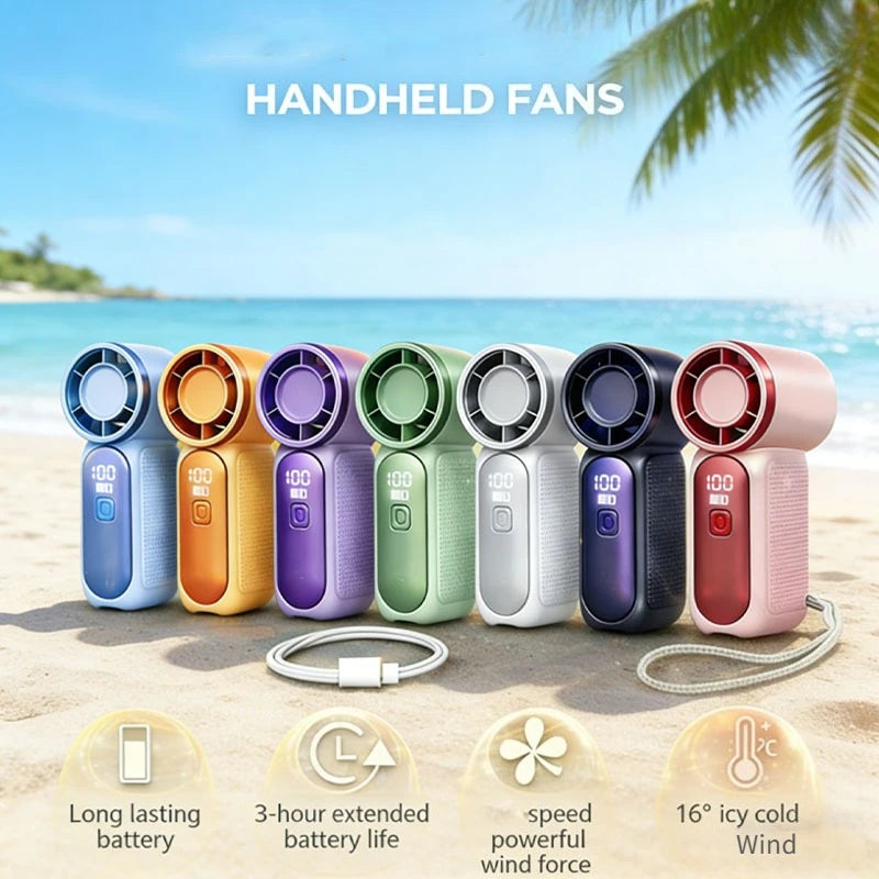 Long Lasting Turbo Mini Handheld Fan USB Rechargeable Portable Outdoor Small Fan High Speed Powerful Airflow Cooling Gadget Oasis Select