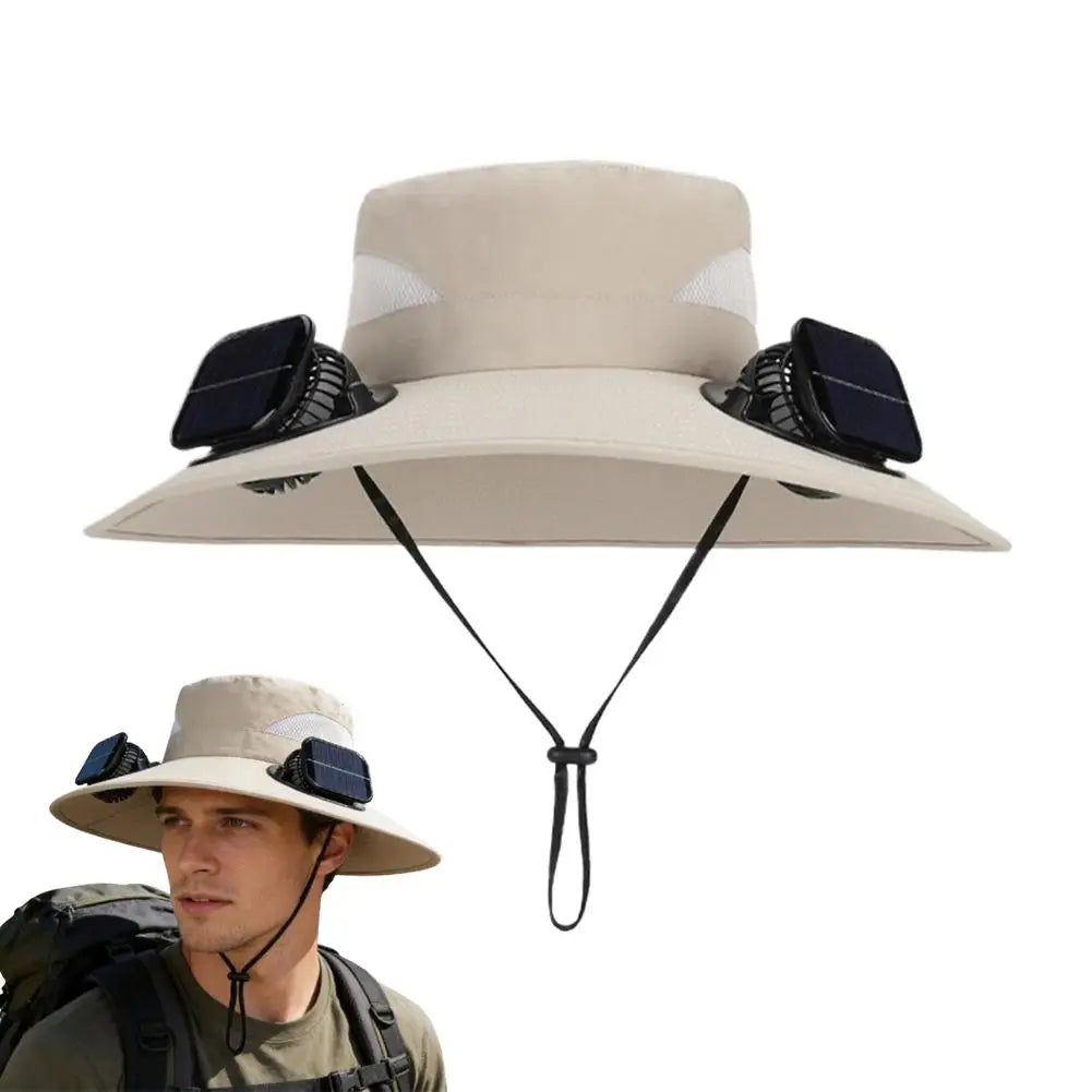 Solar Fan Hat – Wide Brim UV Protection & 3-Speed Cooling