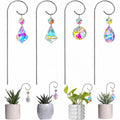 4-Pack AB Crystal Glass Garden Suncatchers with Metal Stakes