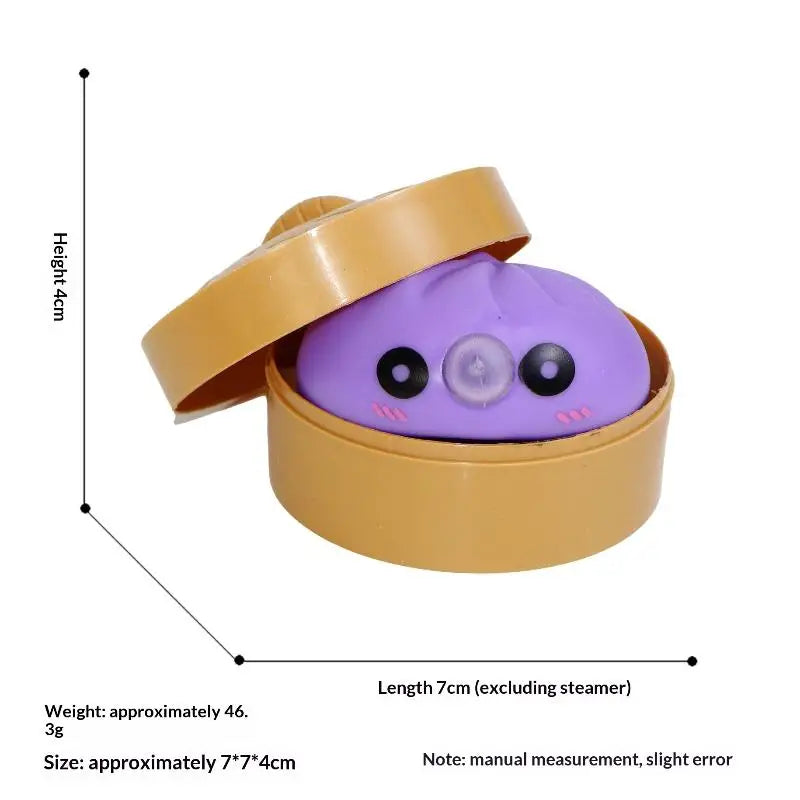 Cute Bubble Blowing Bun with Steamer Dumpling Fidget Toy, Soft Squeeze Stress Relief Toy Gift Oasis Select Purple
