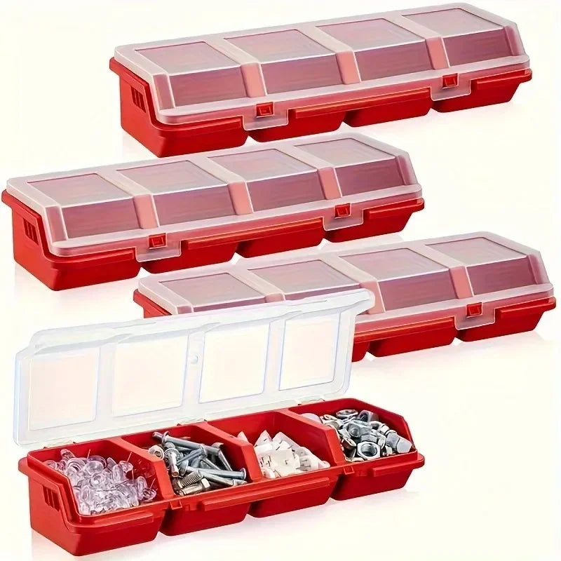 1/2Pcs Multi-Compartment Organizer Box For Screws & Small Parts - Durable Plastic Hardware And Jewelry Storage Case Oasis Select