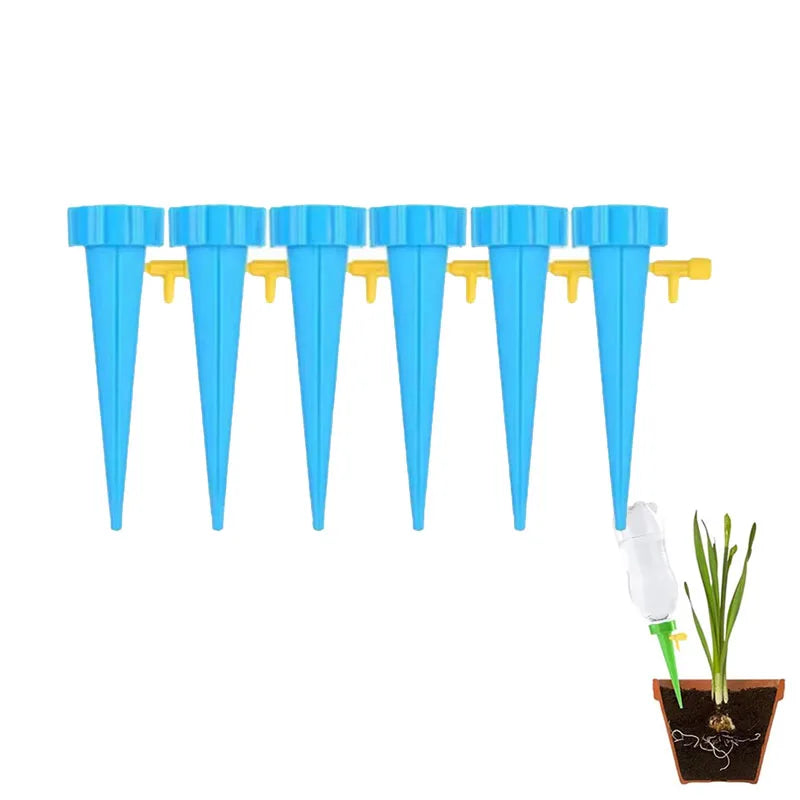 6-24pcs Self Watering Kit Drip Irrigation Indoor Plant Watering Device Horticultural Flower Automatic Watering Device Small Tool Oasis Select 6pcs-Blue