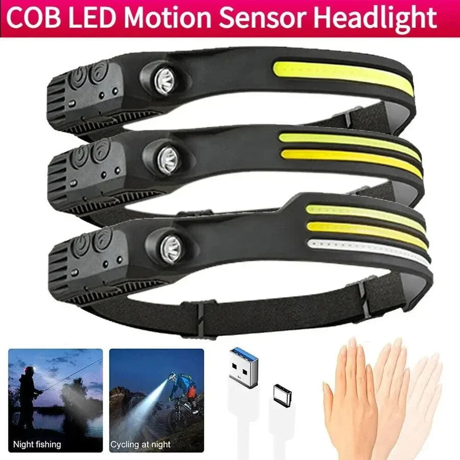 LED Headlamp Sensor Headlight With Built-in Battery Head Flashlight USB Rechargeable Work Light Head Lamp Super Bright Torch Oasis Select