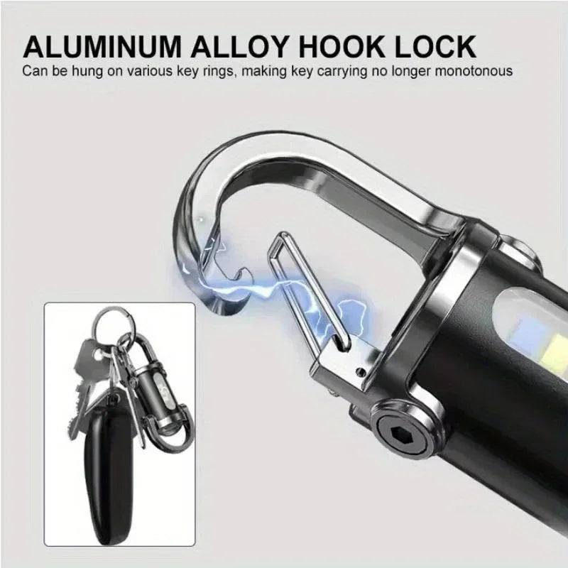 Mini COB LED Keychain Flashlight | USB-C Rechargeable 6 Modes