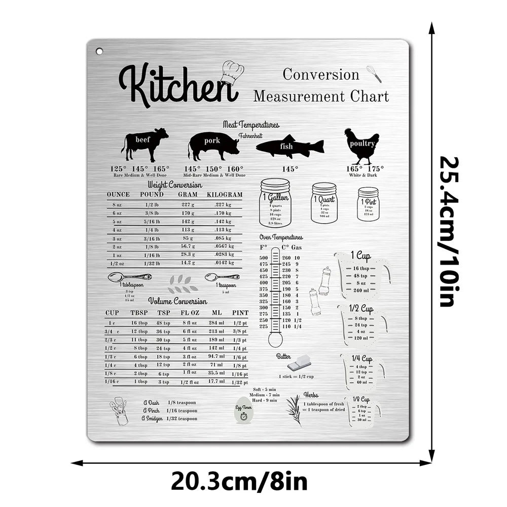 Kitchen Conversion Magnetic Sticker Fridge Mounted Measuring Guide Metal Kitchen Helper for Daily Cooking Use Oasis Select JSTY494