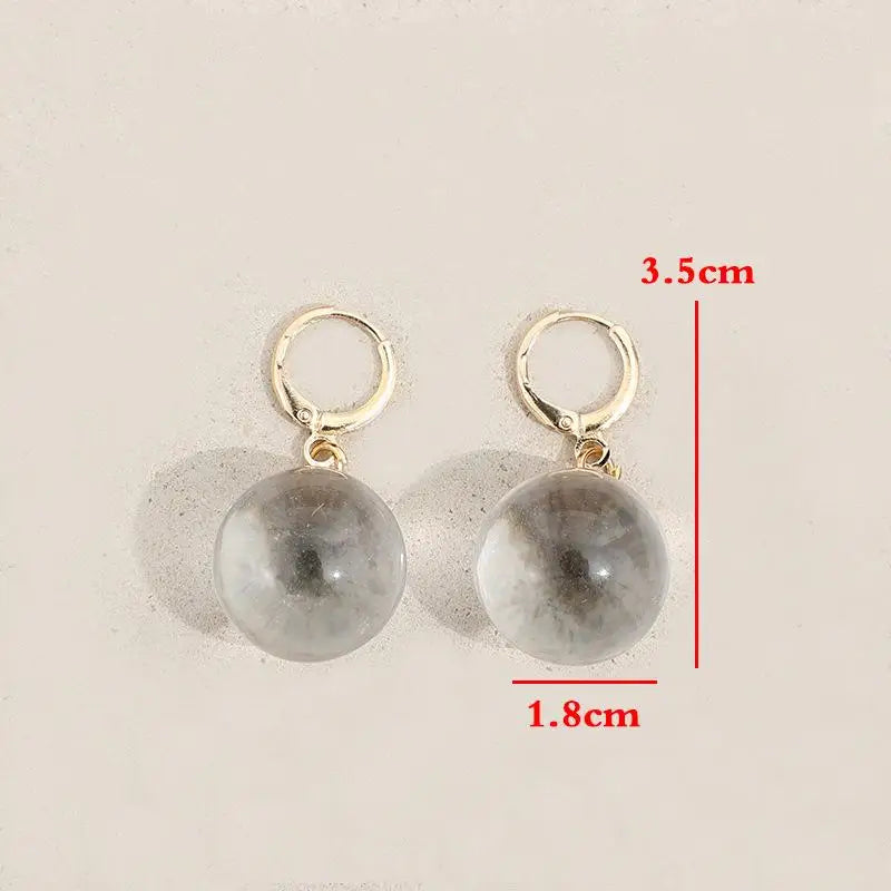 SXH 1PC Fashion Spherical Glass Dangle Earrings For Women Accessories Gift Hoop Earrings Party Jewelry Gift Oasis Select