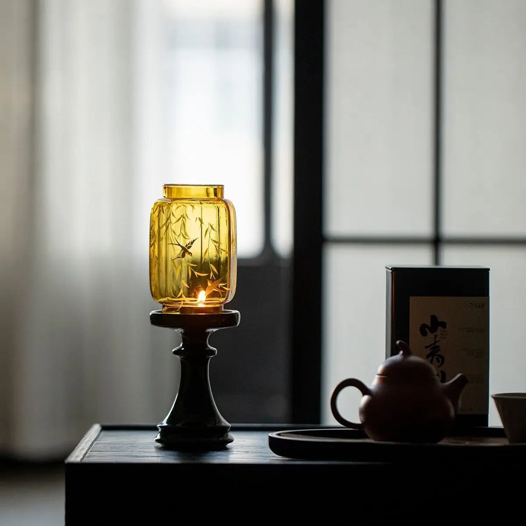 Candle Holder Lamp Zen Tea Room Atmosphere Lamp Home Floor Candle Lamp High Appearance Level Ornaments Scented Candle Oasis Select