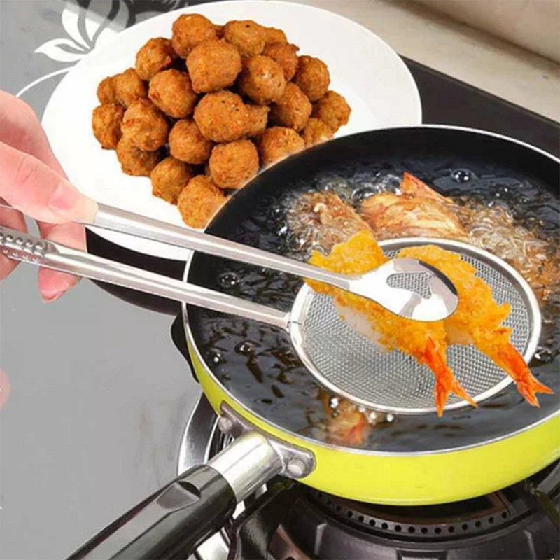 Multifunction Stainless Steel Kitchen Sieve Filter Spoon Handheld Oil Strainer Clip Fried Food Cooking Gadgets Accessory Oasis Select