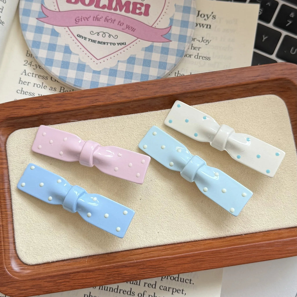 Cute Polka Dot Bow Hair Clip – Bowknot Barrette for Women & Girls