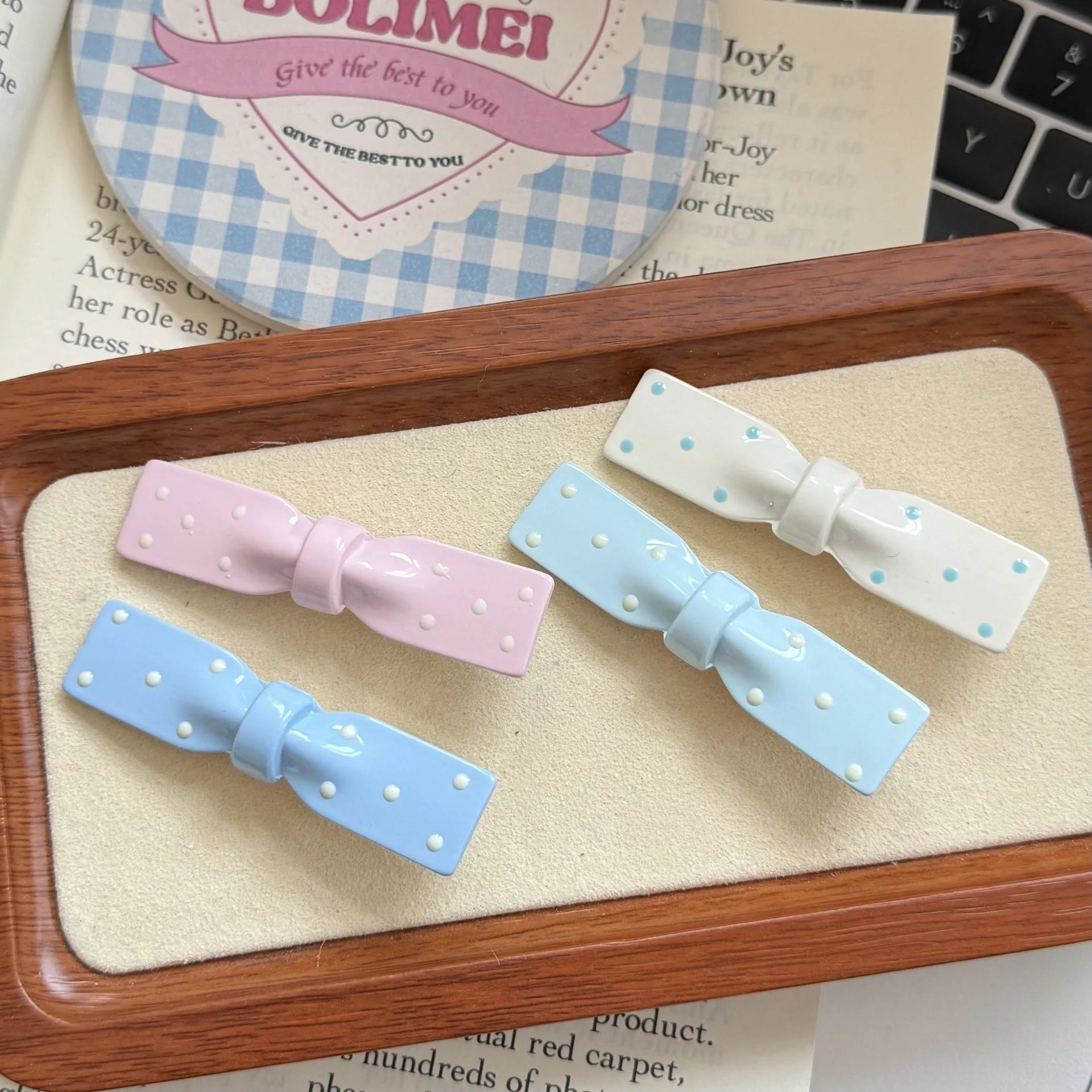 Cute Polka Dot Bow Hair Clip – Bowknot Barrette for Women & Girls