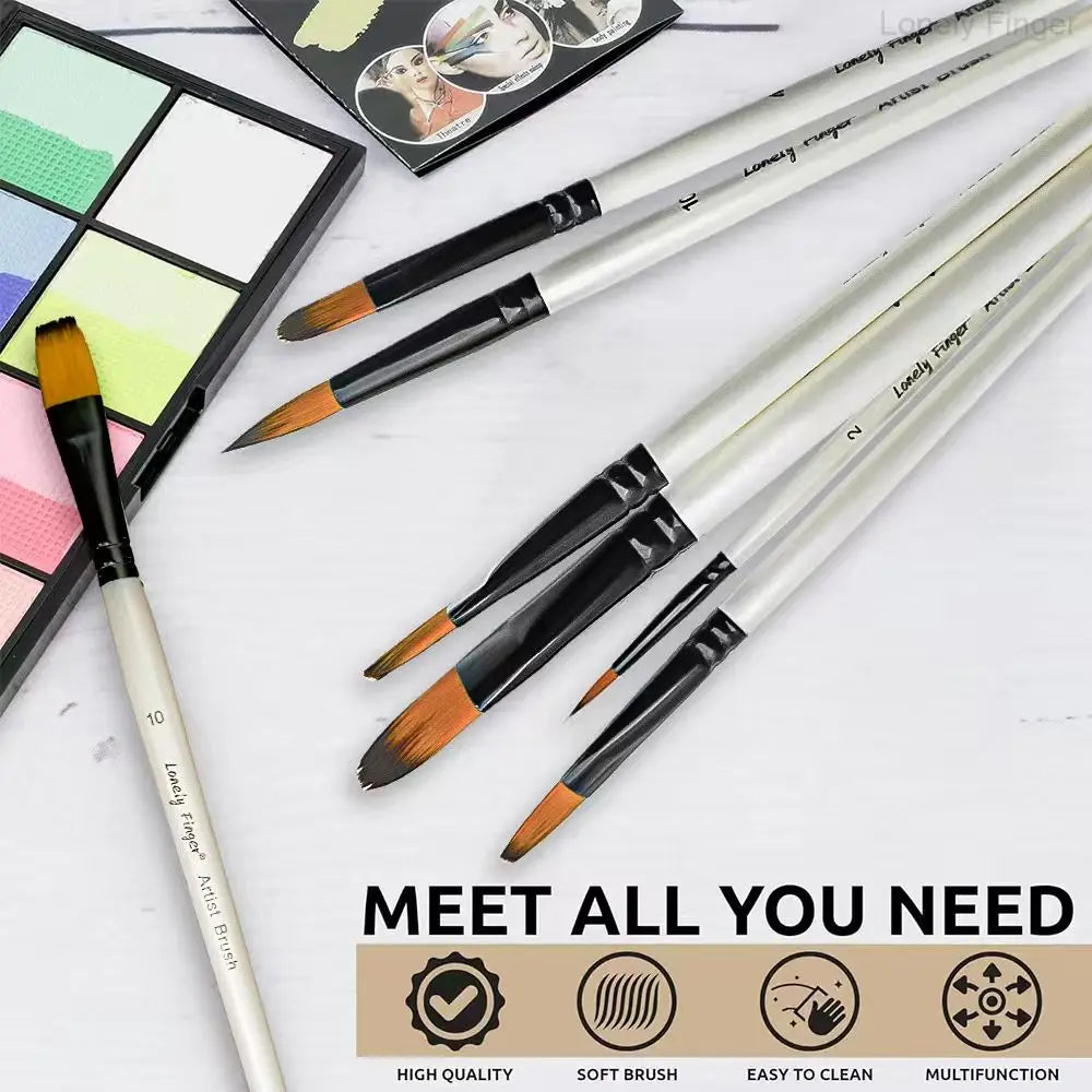 6pcs Paint Brushes Set for Acrylic Painting,Watercolor,Oil，Inks，Gouache，Crafts, Brush Tip Flat，Round, Angle，Filbert,Paint Oasis Select