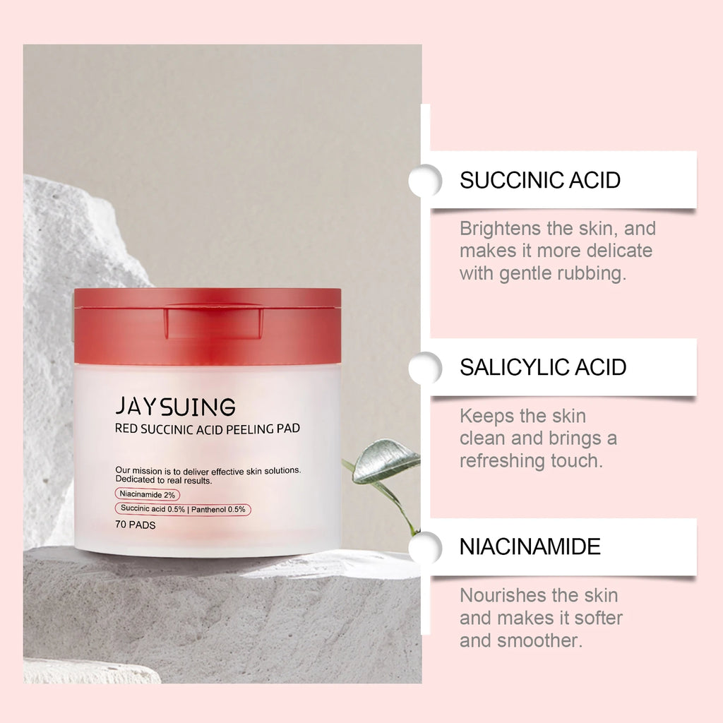 Jaysuing 70pc Succinic Acid Peeling Pads AHA BHA Exfoliant Facial Peeling Pads Oasis Select