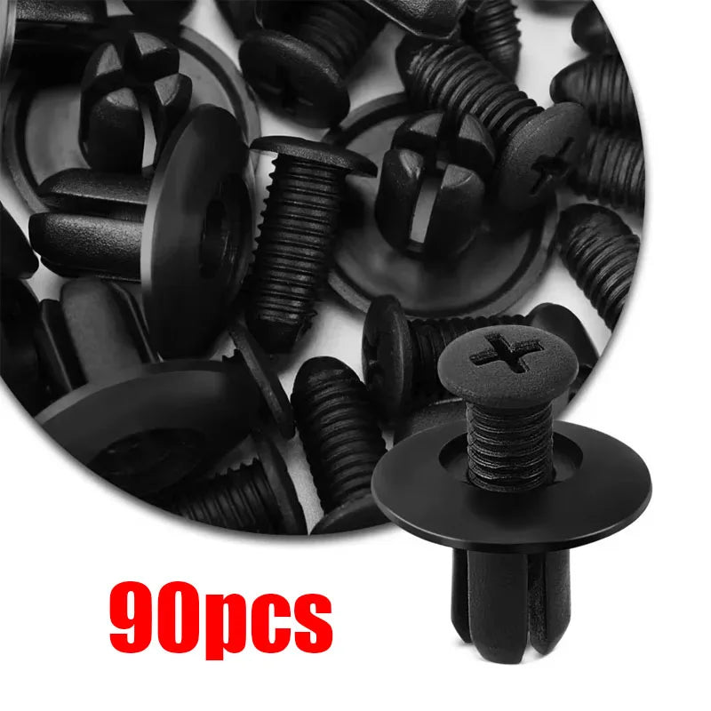 30/60/90/180pcs Black Plastic Auto Bumper Fender Push Rivet Retainer Plastic Car Fastener Clip For Universal Car Rivet Fasteners Oasis Select 90pcs