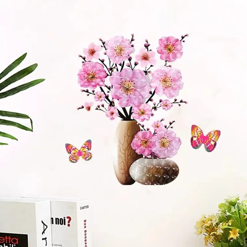 3D Simulation Vase Bedroom Room Wall Three-Dimensional Gilding Decorative Wall Stickers Oasis Select
