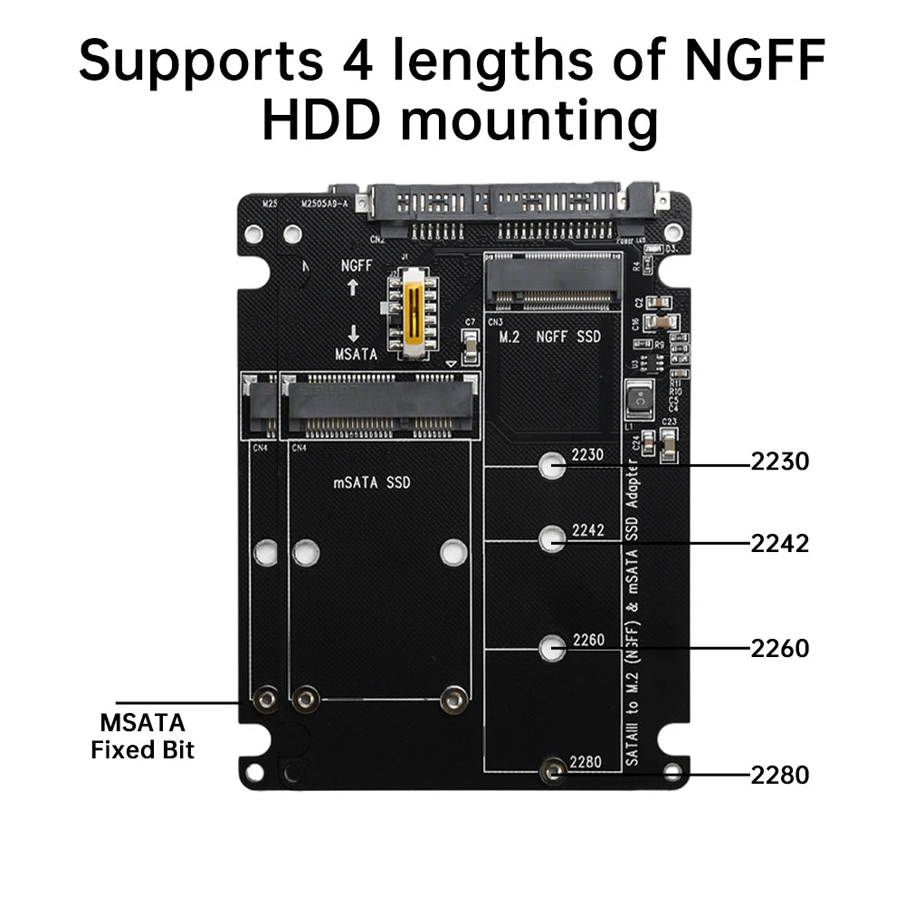M. 2 Solid State SSD to SATA 3.0 External Hard Disk Box NGFF MSA to Serial Port Adapter Dual Use 2-in-1 Adapter Board Oasis Select