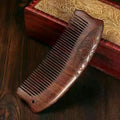 Natural Sandalwood Combs Solid Wood Carving Comb Anti-Static Beard Comb Handicraft Hair Styling Wide Tooth and Narrow Tooth Gift Oasis Select A