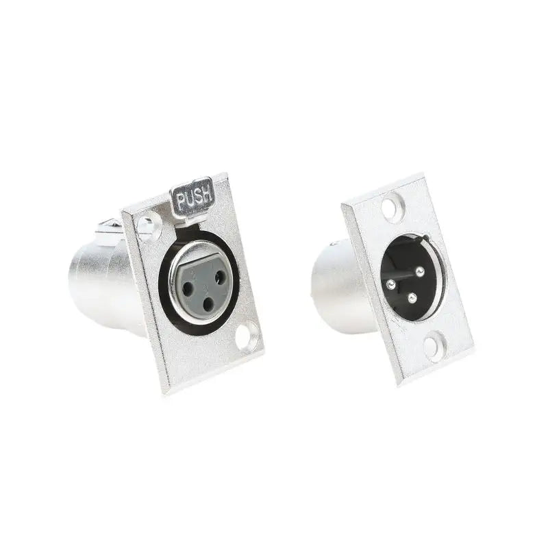 4Pcs 3-Pin XLR Panel Mount Connectors 2 Male + 2 Female Jack Socket Wall Plate Durable Studio Equipment Plug Sockets Oasis Select
