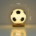Football Theme USB Table Lamp – Wood Base & Glass Desk Light