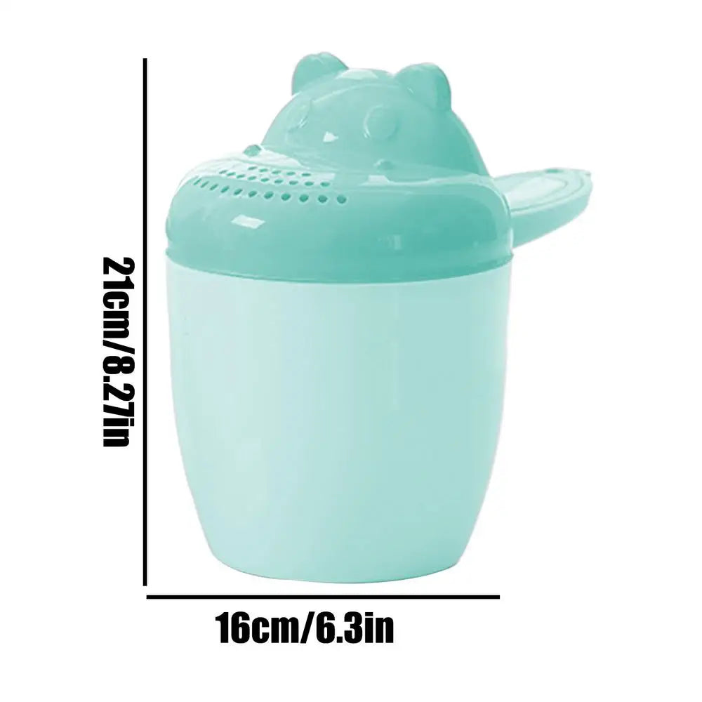 Cute Cartoon Baby Bath Caps Toddle Shampoo Cup Children Bathing Bailer Baby Shower Spoons Child Washing Hair Cup Kids Bath Tool Oasis Select Green