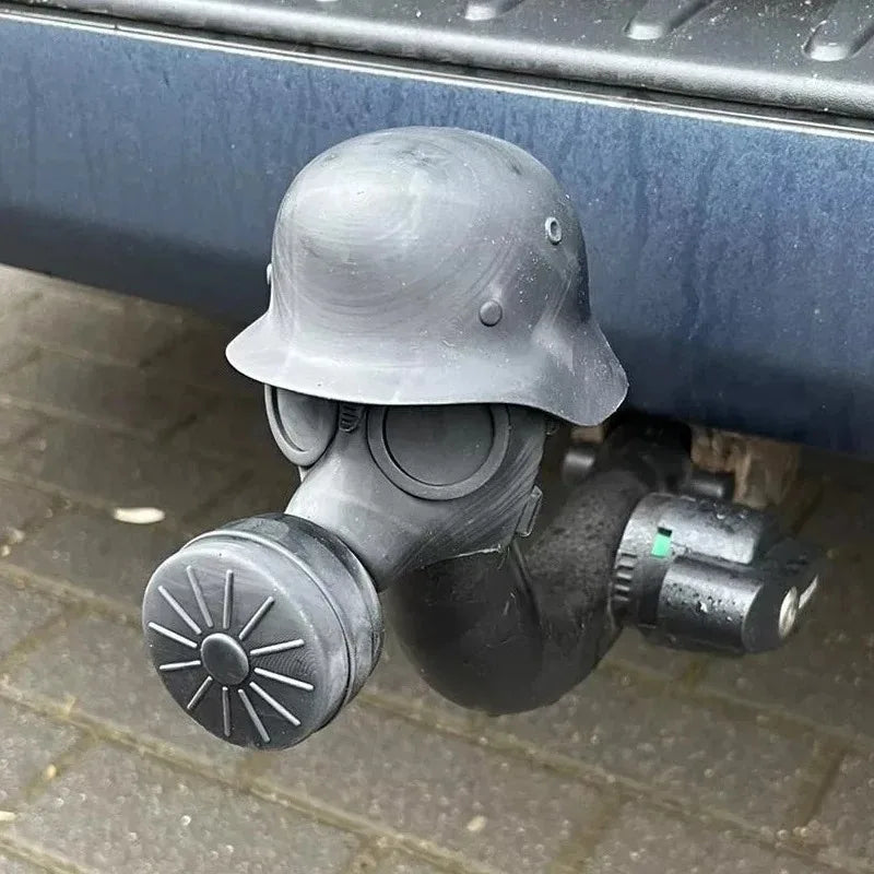 Trailer Hitch Cover With Steel Helmet And Gas Mask 3D Printed Trailer Hitch Ball Cover Prevent Receiver Tube From Rusting Oasis Select